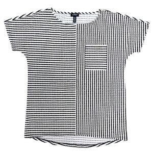 Jones New York women's black and white striped waffle knit top size S